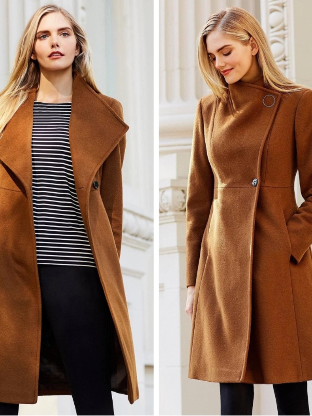 Calvin Klein Camel Wool Blend A-Line Trench Coat